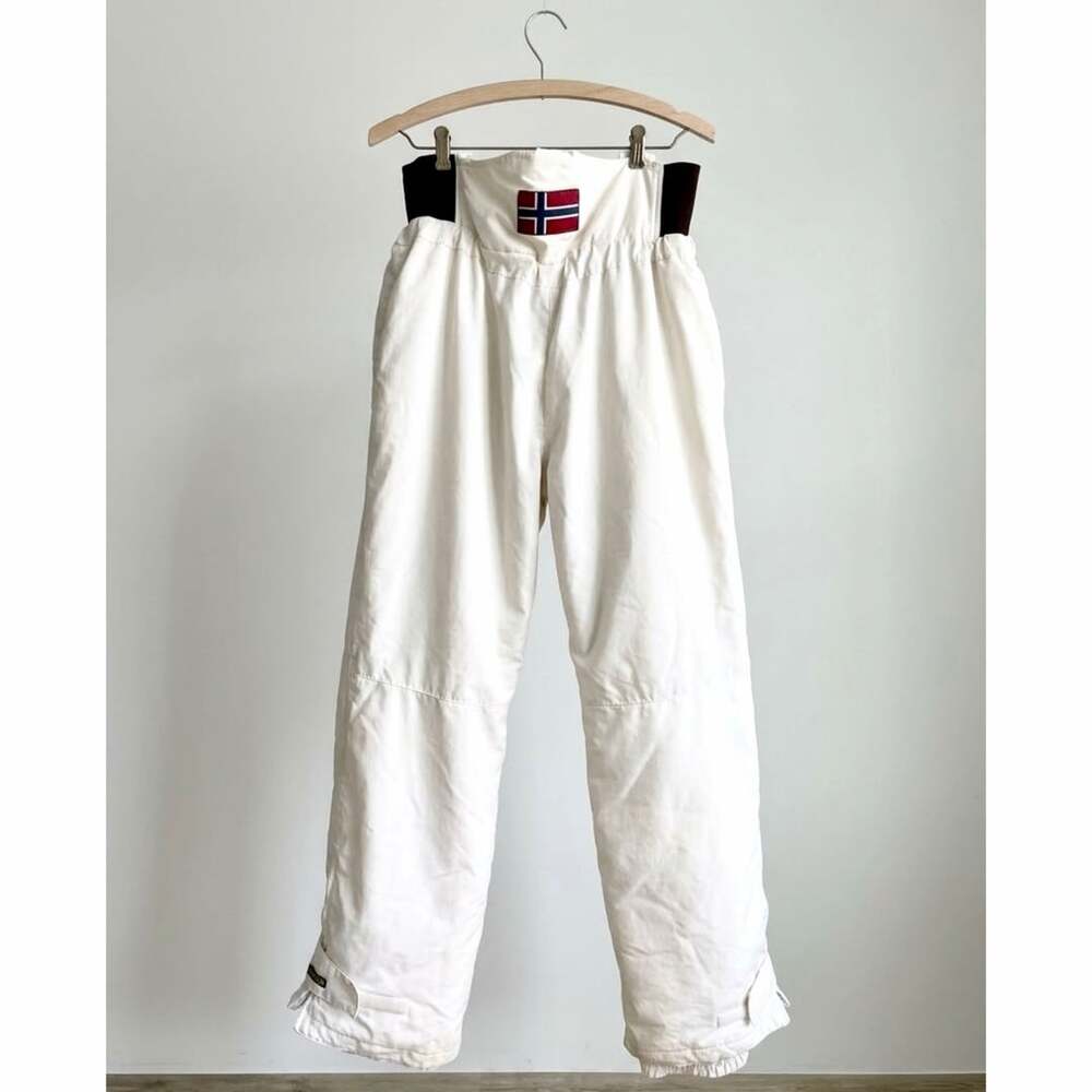 Vintage White Napapijri Ski Pants High Waisted Snow Trousers